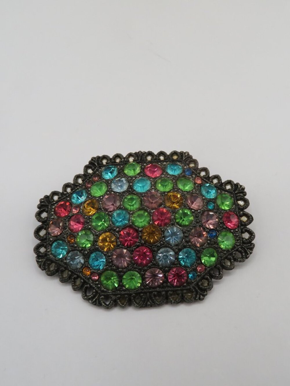 Vintage Multi-Color Rhinestone Brooch